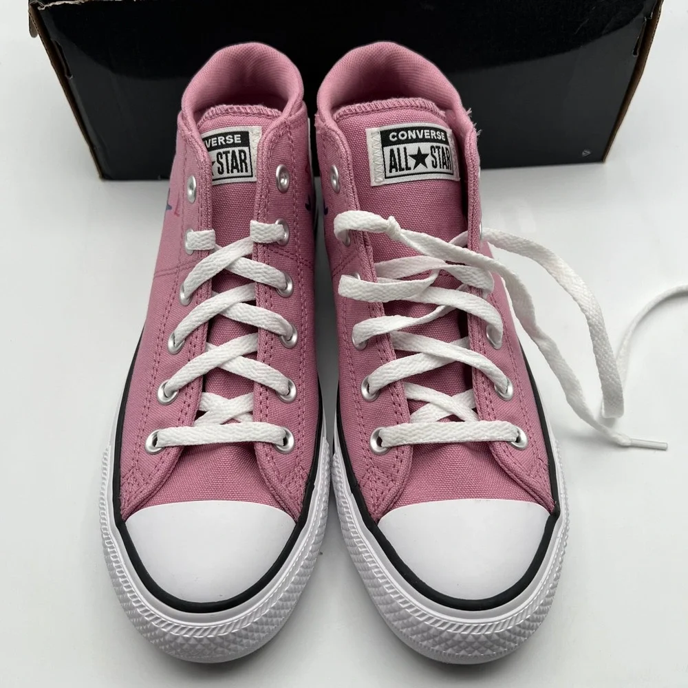 Converse CTAS Madison Mid Girls Size 7 Pink Doodle Hearts Stars Leopard Print